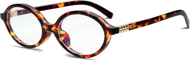 Breaksun Fashion Oval Glasses for Women Men Retro Round Tortoise Frame Blue Light Glasses Nerd Eyeglasses - Image 1